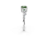 White gold Fancy Green Cushion Cut Diamond Cluster Pavé Band with Four-Prong Setting_5