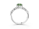 White gold Fancy Green Cushion Cut Diamond Cluster Pavé Band with Four-Prong Setting_6