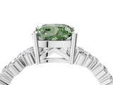 White gold Fancy Green Cushion Cut Diamond Cluster Pavé Band with Four-Prong Setting_7