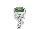 White gold Fancy Green Cushion Cut Diamond Cluster Pavé Band with Four-Prong Setting_8