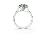 White gold Fancy Green Cushion Cut Diamond Cushion Halo Ring with Pavé Band_15
