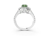 White gold Fancy Green Cushion Cut Diamond Double Halo Ring with Pavé Band and Prong Setting_97