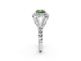 White gold Fancy Green Cushion Cut Diamond Double Halo Ring with Split Shank and Prong Setting_29