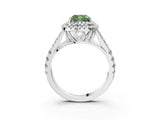 White gold Fancy Green Cushion Cut Diamond Double Halo Ring with Split Shank and Prong Setting_30
