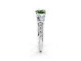 White gold Fancy Green Cushion Cut Diamond Engagement Ring with Baguette Side Stones and Channel Set Band_33