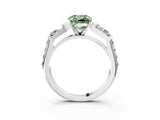 White gold Fancy Green Cushion Cut Diamond Engagement Ring with Baguette Side Stones and Channel Set Band_34