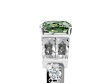 White gold Fancy Green Cushion Cut Diamond Engagement Ring with Baguette Side Stones and Channel Set Band_37