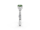 White gold Fancy Green Cushion  Cut Diamond Engagement Ring with Bezel Set Round Side Stones and Prong Setting_52