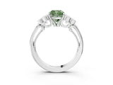 White gold Fancy Green Cushion  Cut Diamond Engagement Ring with Bezel Set Round Side Stones and Prong Setting_53