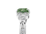 White gold Fancy Green Cushion  Cut Diamond Engagement Ring with Bezel Set Round Side Stones and Prong Setting_54
