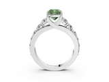 White gold Fancy Green Cushion  Cut Diamond Engagement Ring with Pavé Band and Four-Prong Setting_6