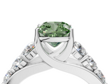 White gold Fancy Green Cushion  Cut Diamond Engagement Ring with Pavé Band and Four-Prong Setting_7