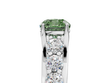 White gold Fancy Green Cushion  Cut Diamond Engagement Ring with Pavé Band and Four-Prong Setting_8