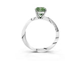 White gold Fancy Green Cushion Cut Diamond Engagement Ring with Side Stone Accents and Four-Prong Setting_111