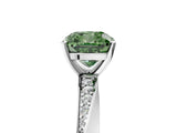 White gold Fancy Green Cushion Cut Diamond Engagement Ring with Side Stone Accents and Four-Prong Setting_113