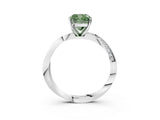 White gold Fancy Green Cushion Cut Diamond Engagement Ring with Side Stone Accents and Four-Prong Setting_51