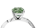 White gold Fancy Green Cushion Cut Diamond Engagement Ring with Side Stone Accents and Four-Prong Setting_52