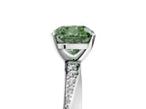 White gold Fancy Green Cushion Cut Diamond Engagement Ring with Side Stone Accents and Four-Prong Setting_53