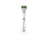 White gold Fancy Green Cushion  Cut Diamond Five-Stone Prong Set White Gold Ring_34