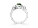 White gold Fancy Green Cushion  Cut Diamond Five-Stone Prong Set White Gold Ring_35