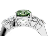 White gold Fancy Green Cushion  Cut Diamond Five-Stone Prong Set White Gold Ring_36