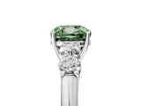 White gold Fancy Green Cushion  Cut Diamond Five-Stone Prong Set White Gold Ring_37