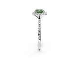White gold Fancy Green Cushion  Cut Diamond Floral Halo Engagement Ring with Pavé Band and Prong Setting_70
