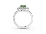 White gold Fancy Green Cushion  Cut Diamond Floral Halo Pave Band with Prong Setting_40