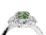 White gold Fancy Green Cushion  Cut Diamond Floral Halo Pave Band with Prong Setting_41