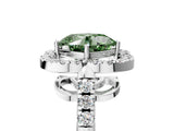 White gold Fancy Green Cushion Cut Diamond Floral Halo Split Shank Prong Setting Ring_11