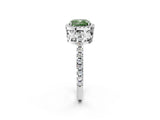 White gold Fancy Green Cushion Cut Diamond Halo Engagement Ring with Pavé Band and Prong Setting_53