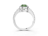 White gold Fancy Green Cushion Cut Diamond Halo Engagement Ring with Pavé Band and Prong Setting_54