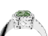 White gold Fancy Green Cushion Cut Diamond Halo Engagement Ring with Pavé Band and Prong Setting_55