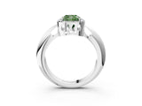 White gold Fancy Green Cushion  Cut Diamond Halo Engagement Ring with Split Shank and Four-Prong Setting_106