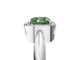 White gold Fancy Green Cushion  Cut Diamond Halo Engagement Ring with Split Shank and Four-Prong Setting_110