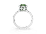 White gold Fancy Green Cushion Cut Diamond Halo Pave Band with Four-Prong Setting_6
