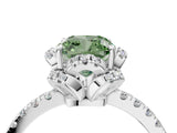 White gold Fancy Green Cushion Cut Diamond Halo Pave Band with Four-Prong Setting_7