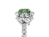White gold Fancy Green Cushion Cut Diamond Halo Pave Band with Four-Prong Setting_8
