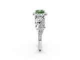 White gold Fancy Green Cushion Cut Diamond Halo Ring with Milgrain Pavé Band and Four-Prong Setting_68