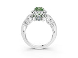 White gold Fancy Green Cushion Cut Diamond Halo Ring with Milgrain Pavé Band and Four-Prong Setting_69