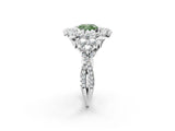 White gold Fancy Green Cushion Cut Diamond Halo Ring with Pavé Band and Four-Prong Setting_71