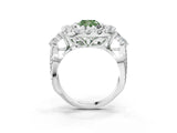 White gold Fancy Green Cushion Cut Diamond Halo Ring with Pavé Band and Four-Prong Setting_73