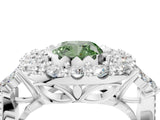 White gold Fancy Green Cushion Cut Diamond Halo Ring with Pavé Band and Four-Prong Setting_74