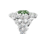 White gold Fancy Green Cushion Cut Diamond Halo Ring with Pavé Band and Four-Prong Setting_75
