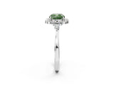 White gold Fancy Green Cushion Cut Diamond Halo Ring with Pear Side Stones and Prong Setting_94