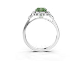White gold Fancy Green Cushion Cut Diamond Halo Ring with Pear Side Stones and Prong Setting_94