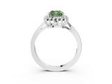 White gold Fancy Green Cushion  Cut Diamond Halo Ring with Round Brilliant Halo and Solitaire Band_76