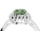 White gold Fancy Green Cushion  Cut Diamond Halo Ring with Round Brilliant Halo and Solitaire Band_77