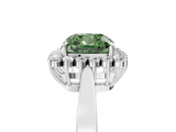 White gold Fancy Green Cushion  Cut Diamond Halo Ring with Round Brilliant Halo and Solitaire Band_78