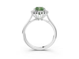 White gold Fancy Green Cushion  Cut Diamond Halo Ring with Solitaire Band and Prong Setting_56